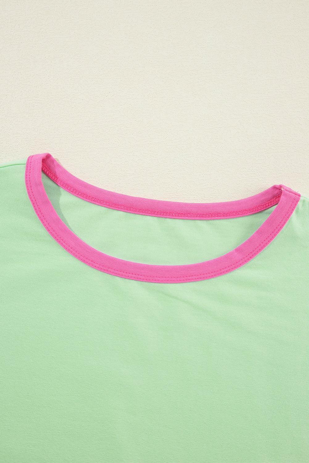 Green Color Block Sleeve Loose Fit Top