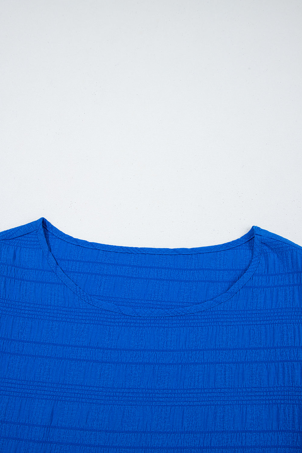 Dark Blue Ruffle Sleeve Textured Smocked Blouse